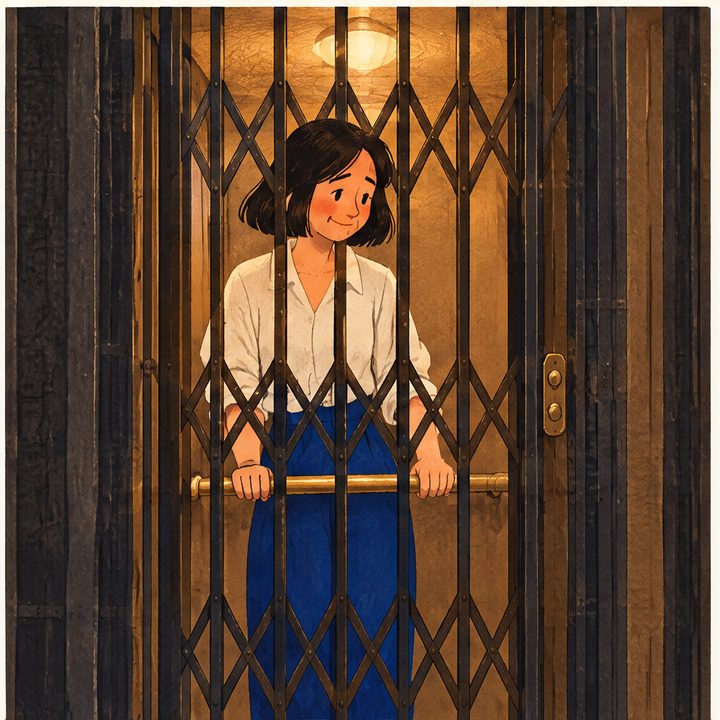The Landing, episode 4, panel 5 of 6: Mina and Celia on their shared apartment landing.